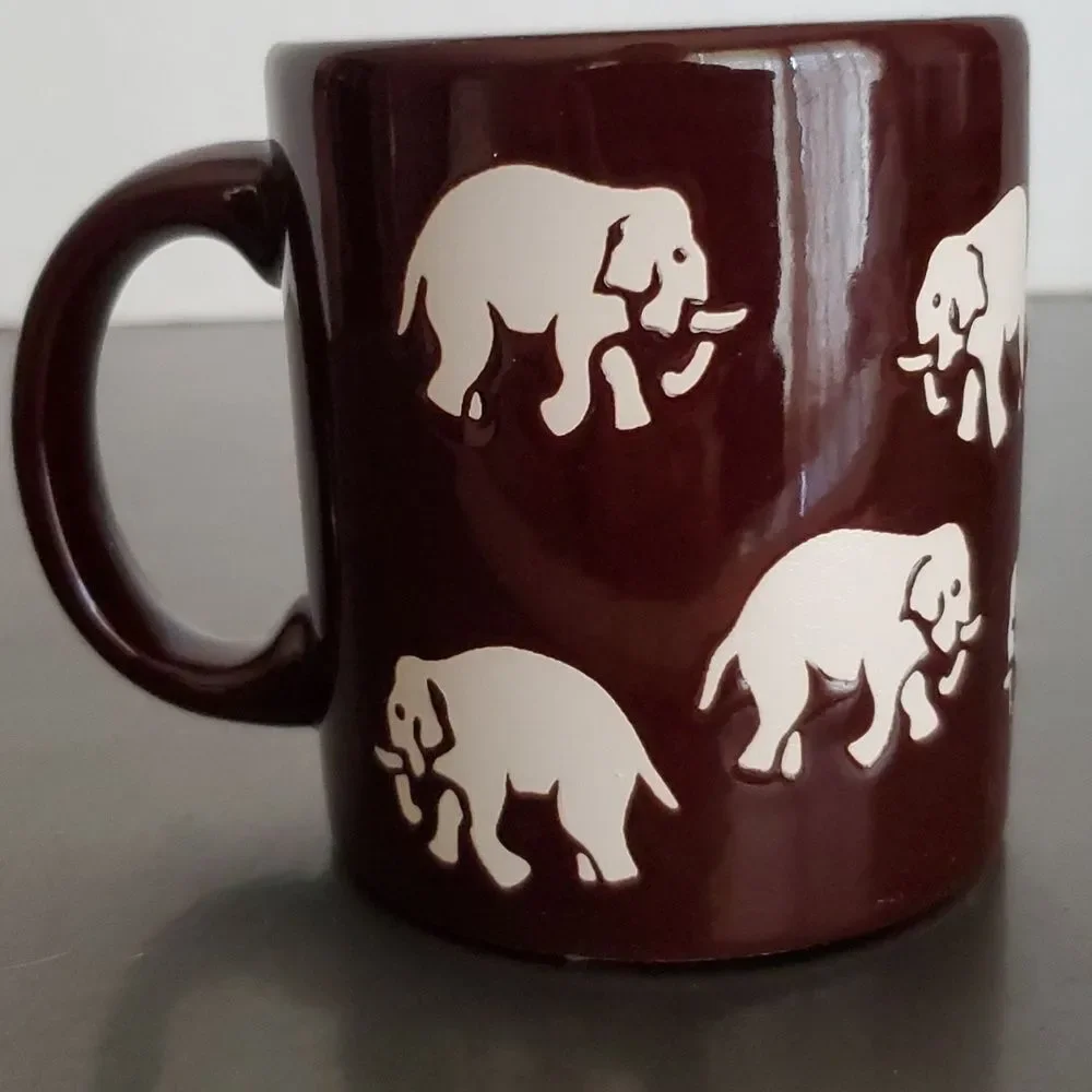 Vintage Waechtersbach West Germany Elephant Safari Coffee Mug Tea Cup Brown